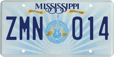MS license plate ZMN014