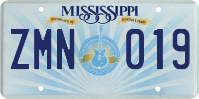 MS license plate ZMN019