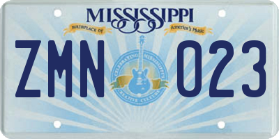 MS license plate ZMN023