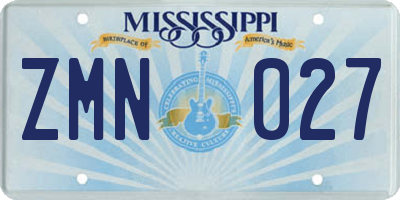 MS license plate ZMN027