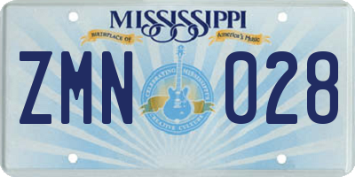 MS license plate ZMN028