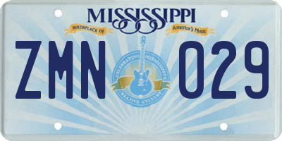 MS license plate ZMN029
