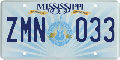 MS license plate ZMN033