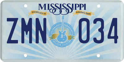 MS license plate ZMN034