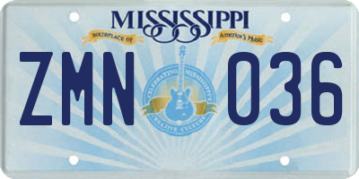 MS license plate ZMN036