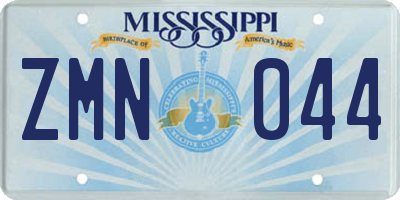 MS license plate ZMN044
