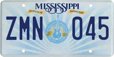 MS license plate ZMN045