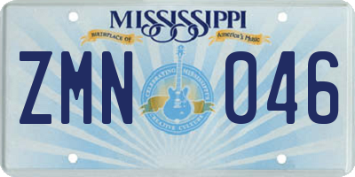 MS license plate ZMN046