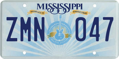 MS license plate ZMN047