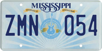 MS license plate ZMN054