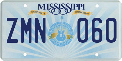 MS license plate ZMN060