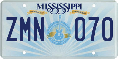 MS license plate ZMN070