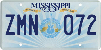 MS license plate ZMN072