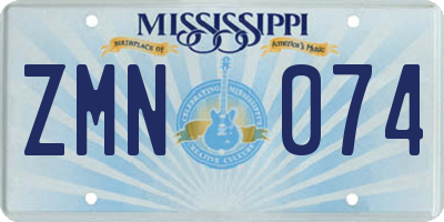MS license plate ZMN074