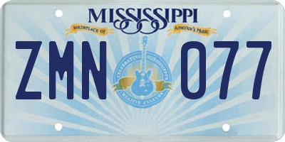 MS license plate ZMN077