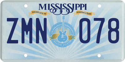 MS license plate ZMN078