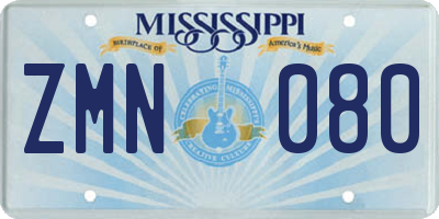 MS license plate ZMN080