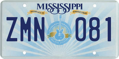MS license plate ZMN081