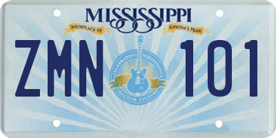 MS license plate ZMN101