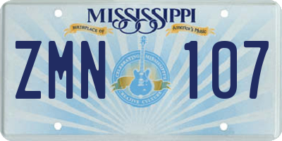 MS license plate ZMN107