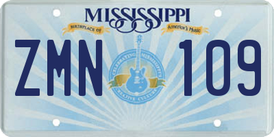 MS license plate ZMN109