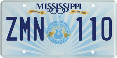 MS license plate ZMN110