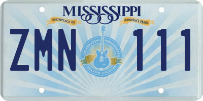 MS license plate ZMN111