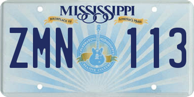 MS license plate ZMN113