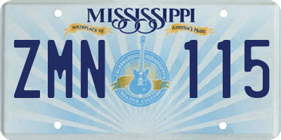 MS license plate ZMN115