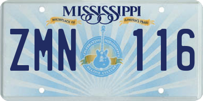 MS license plate ZMN116