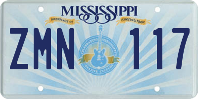 MS license plate ZMN117