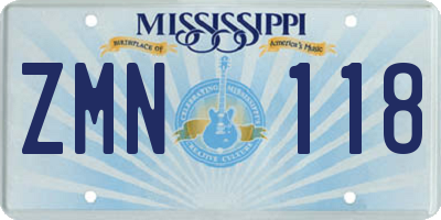 MS license plate ZMN118