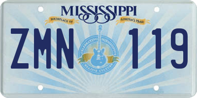 MS license plate ZMN119