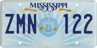 MS license plate ZMN122