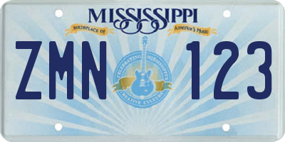 MS license plate ZMN123