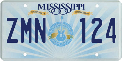 MS license plate ZMN124