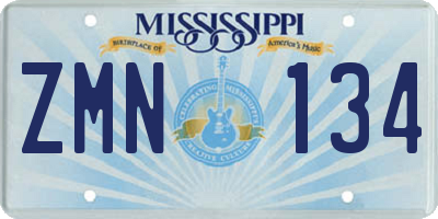 MS license plate ZMN134
