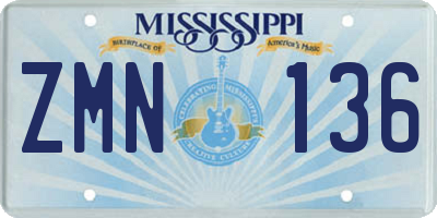 MS license plate ZMN136