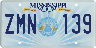 MS license plate ZMN139