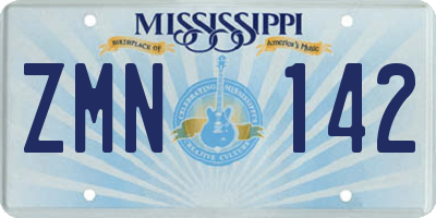 MS license plate ZMN142