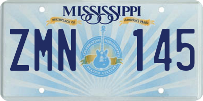 MS license plate ZMN145