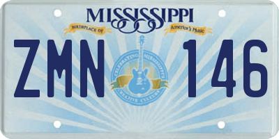 MS license plate ZMN146