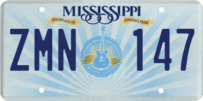 MS license plate ZMN147