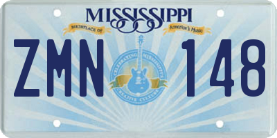 MS license plate ZMN148