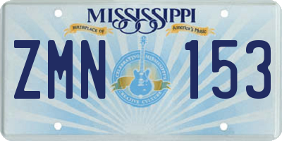 MS license plate ZMN153