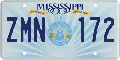 MS license plate ZMN172