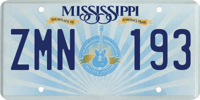 MS license plate ZMN193