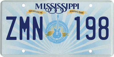 MS license plate ZMN198