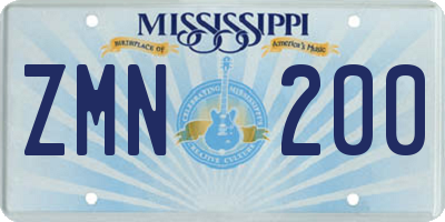 MS license plate ZMN200