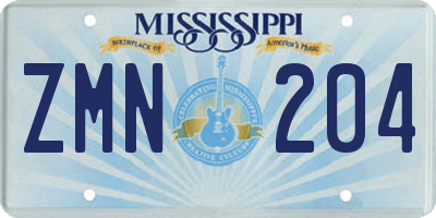 MS license plate ZMN204